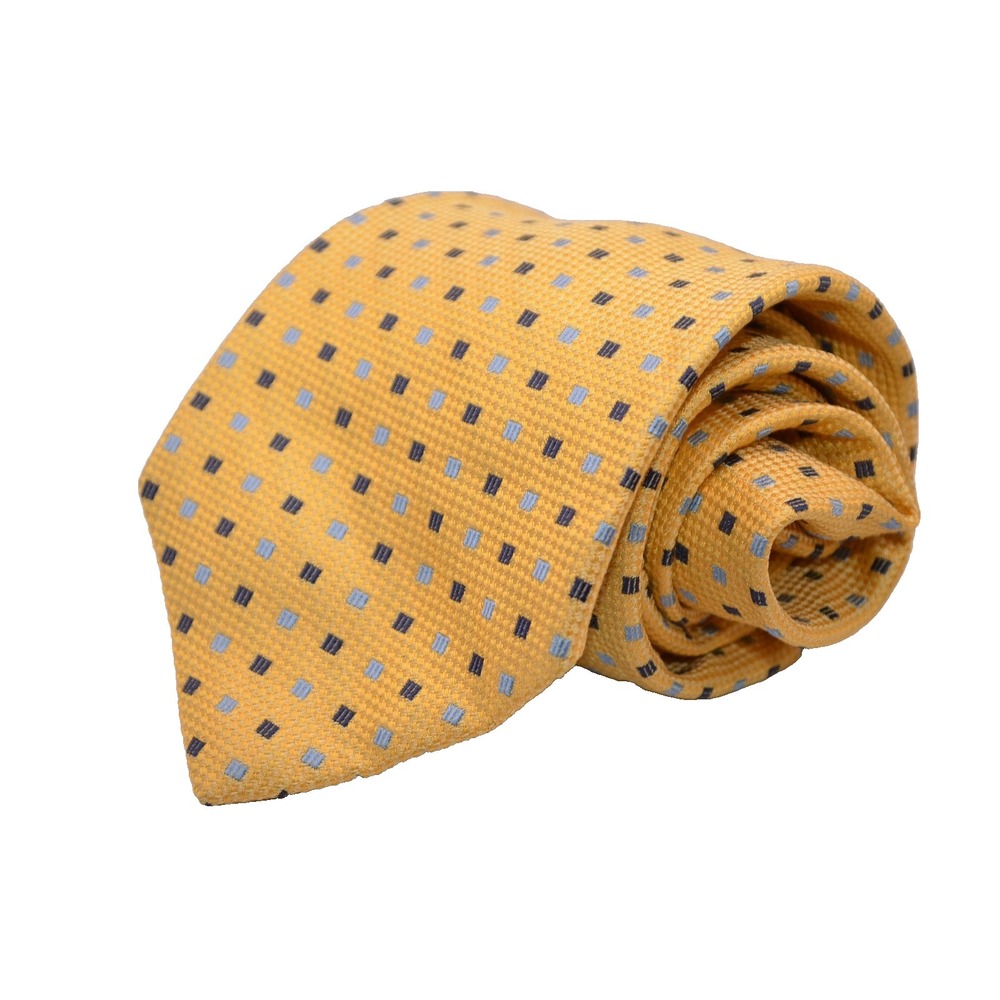 Brooks Brothers 346 Mens Pure Silk Tie Gold / Blue  Geometric Made in USA
